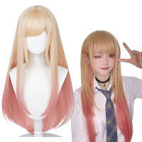 My Dress-Up ที่รัก Marin Kitagawa สีเหลืองวิกผมคอสเพลย์เฉดสีรุ้งจริง72ซม. ผมตรงน่ารักสังเคราะห์