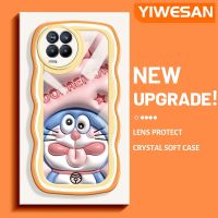 YIWESAN เคสสำหรับ Realme 8 Realme 8 Pro ลายการ์ตูนดาวโดราเอมอนสีชมพูขอบคลื่นเคสมือถือกันกระแทกแบบใสนิ่มเคสโปร่งใสลายกล้องถ่ายรูปที่สร้างสรรค์ซิลิกาเจลฝาครอบป้องกัน