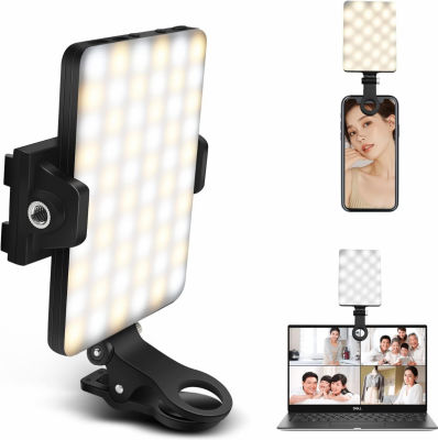 GreatLPT Cell Phone Fill Light, Clip Fill Video Light for Phone 2000Mah Rechargeable, 10-Level Brightness Adjustment, CRI 95+, 3 Light Modes Dimmable, Portable Video Conference Lighting Warm White