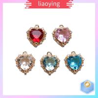 LIAOYING 14 PCS โลหะผสมอัลลอยด์ เครื่องรางรูปหัวใจ แผ่นชุบทอง คริสตัลเซอร์โคเนีย เครื่องรางหัวใจชุบทอง ทำเครื่องประดับ DIY รูปหัวใจ เสน่ห์โลหะผสมหัวใจ กำไลข้อมือสร้อยข้อมือ