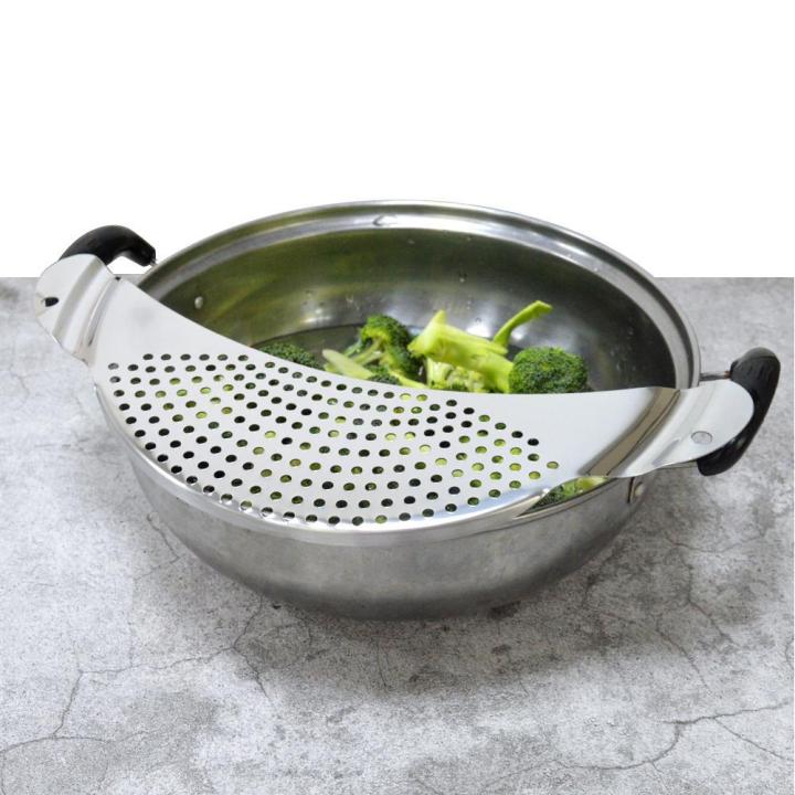 Stainless Steel Vegetable Dish Rack Semicircle Pot Colander Strainer With  Cooking Filter Gadget Kitchen Handle Pan Food Pasta I3V4 