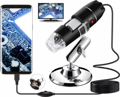 Bysameyee USB Microscope, Digital Handheld 40X-1000X Magnification Endoscope Mini Video Camera with 8 Adjustable LED Lights, Compatible with Windows 7/8/10/11 Mac Linux Android (with OTG)