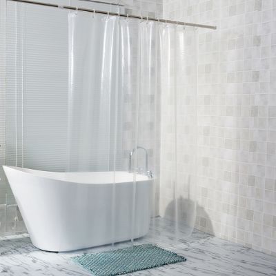 ม่านอาบน้ำใสกันน้ำสีขาวใส PEVA ผ้าม่านอาบน้ำซับสำหรับห้องน้ำโรคราน้ำค้าง Home Hotel พร้อมตะขอฟรี