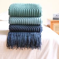 Nordic Knitted Blanket on Beds Tassel Solid Color Travel Sofa Nap Air Conditioning Soft Blanket Office Siesta Shawl Blanket