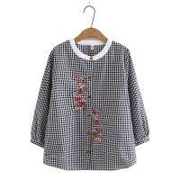 HOT”【มีไซส์ใหญ่】Plus Size Womens Full Cotton 910 Sleeve Spring Autumn Blouses Oversized A-line Floral Embroidery Vintage Tops