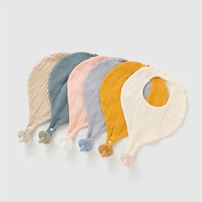 【CC】 4 Layers Cotton Gauze Baby Bib with BPA Silicone Pacifier Absorbent Newborn Saliva Burp Product