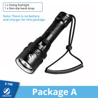 Super bright Diving Flashlight IP68 highest waterproof rating Professional diving light Powered by 18650 hand rope