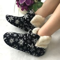 Women Indoor Floor Shoes Warm Plush Home Cotton Boots Autumn Winter Keep Warm Ankle Boots Shoes Thick Fur Female Xmas House Shoe