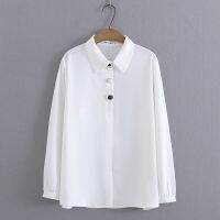 【มีไซส์ใหญ่】Plus Size XL-3XL Womens White Tops Long Sleeved Spring Summer Elegant Office-wear Female Blouses