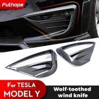 Futhope Car Front Fog Lamp Protective Cover Wind Knife Spoiler For Tesla 2021-2023 Model Y ABS Decoration Sticker Knife