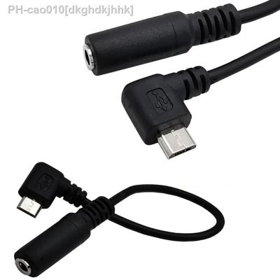 90 degree bend micro USB to 3.5 audio adapter cable v8 Android to 3.5mm female mobile phone headset conversion cable 15cm