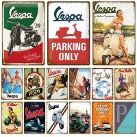 Vespa Vintage Wall โปสเตอร์ Vintage Retro Wall House ร้านอาหารตกแต่งแผ่นโลหะ Wall Decor Art ป้ายโลหะดีบุกป้าย  （Stock size: 20cm * 30cm）