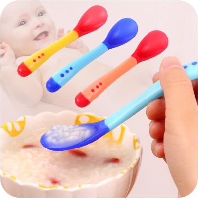 【cw】 Baby Bottle Feeder Silicone Spoons Newborn Infant Feeding Safety Toddler Temperature Sensing Utensils