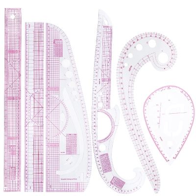 KRABALL French Curve Ruler Soft Patchwork Ruler Measure Tailor Ruler Drawing Template DIY Sewing Accessories Tool Kit 6 PCS