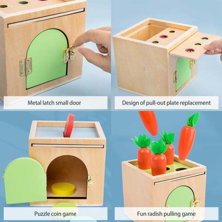 aov-montessori-ของเล่นวัตถุ-permanence-กล่อง-interchange-ฝา-multifunctional-แครอท-harvest-ของเล่นไม้-sorting-stacking-ของเล่น-cod-จัดส่งฟรี