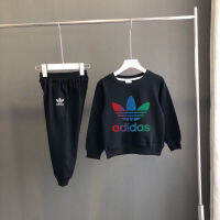 Adidase153ชุดเสื้อผ้าฝ้ายเด็ก2ชิ้นเสื้อเสื้อกันหนาวบางแขนยาว3-12ปีชุดเด็กหญิงเด็กชายสบายๆ