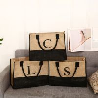 Eco-Friendly Burlap Jute Shopping Bag Large Capacity Handbag Stitching Waterproof Bag Outdoor Traveling Handbags