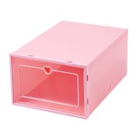 (cerci household goods)1ชิ้น ShoeBoxFolding PlasticThickened โปร่งใส DrawerFlipShoe Cabinet