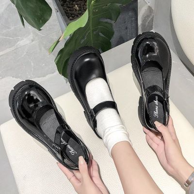 [ส่งเร็วพิเศษ!] รองเท้าแตะหญิง 2022 ใหม่ญี่ปุ่น jk เครื่องแบบรองเท้าหนังขนาดเล็กนักเรียนหญิงเวอร์ชั่นเกาหลีทุกการแข่งขันหนาด้านล่างหัวกลมย้อนยุคแมรี่