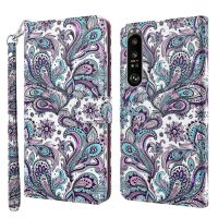 สำหรับ Sony Xperia 1 III 3D พิมพ์ลาย TPU + เคสโทรศัพท์หนัง PU (คลังสินค้าพร้อม)