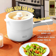 Nồi Lẩu Điện Đa Năng Tráng Men Gốm, Nồi Lẩu Điện Mini Màn Hình Led, Chiên