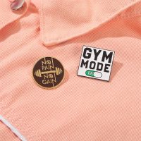 【YF】 Gym Mooe Enamel Pins No Pain Gain Excitation Encourage Brooches Lapel Hat Badge Jewelry Gifts Wholesale