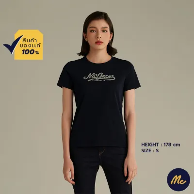 Mc Jeans เสื้อยืดแขนสั้นผู้หญิง คอกลม สีกรมท่า MTSZ978