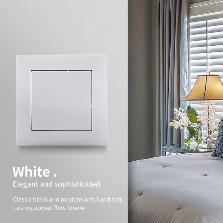 white-classic-flame-retardant-plastic-panel-1-gang-1-way-wall-switch-on-off-rocker-switch-16a-ac-250v-86mmx86mm