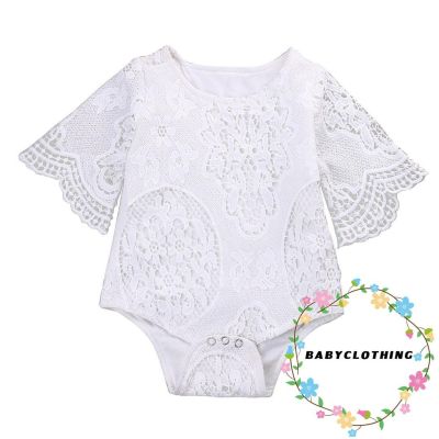 【Candy style】 YHB-ลูกไม้สีขาวลูกไม้ทารกแรกเกิดเสื้อผ้าเด็กทารก ruffles เสื้อผ้า Romper Jumpsuit Outfits
