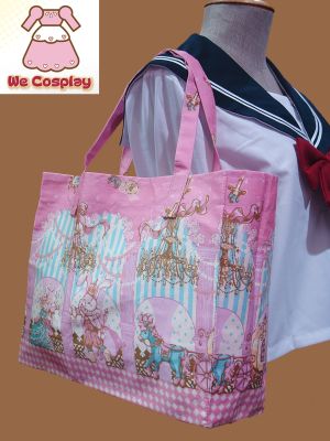 กระเป๋าโกธิคโลลิต้า ซินเดอเรลล่าบันนี่  สีชมพู  Cinderella Bunny Gothic Lolita Tote Bag ถุงช้อปปิ้ง ถุงผ้า ถุงหูหิ้ว กระเป๋าผ้า กระเป๋าสะพายบ่า