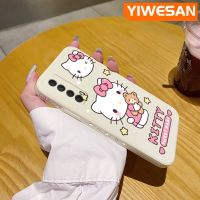 YIWESAN เคสสำหรับ Huawei Y7A P สมาร์ท2021ลายการ์ตูนน่ารักดีไซน์ใหม่แฟชั่นเฮลโลเคสนิ่มเคสโทรศัพท์ซิลิโคนเหลวลายคิตตี้คลุมทั้งหมดป้องกันเลนส์กล้องเคสกันกระแทก