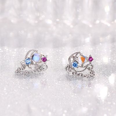 925 Sterling Silver Earring Colorful Cupid Hearts Crystal Turnbuckles Stud Earring For Women Girl Wedding Party Jewelry GiftTH