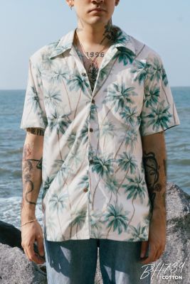 Simple&amp;Raw - เสื้อเชิ้ต BH739 BlueHawaii Shirts (White)