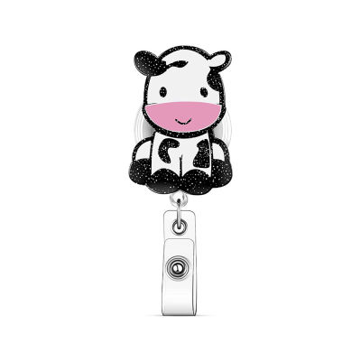 Bag Pendant Cute Cow Badge Clip Adge Holder Students Doctor ID Card Holder Badge Reel Clip