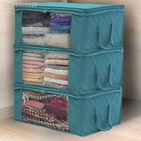 ❐◎ Clothing storage box organizer clothes Storage Bag Clear Window Zipper Non Woven Fabric Clothes Organizer Basket With Handles