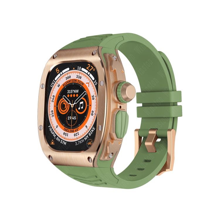 ชุดดัดแปลงสายซิลิโคนเคสโลหะสุดหรู49มม-สำหรับสายคาด-apple-watch-ฝาสแตนเลส49มม-สำหรับ-i-watch-ขนาด49มม