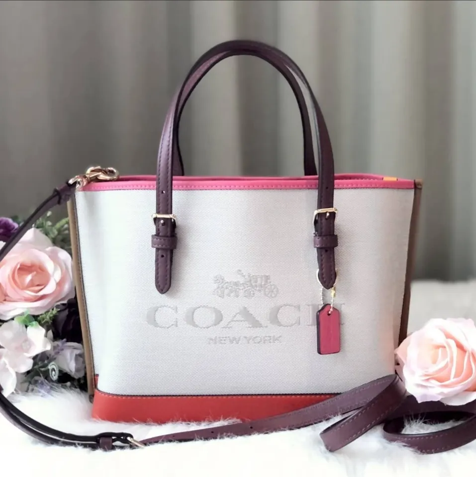 Original Coach Mollie Tote 25 In Colorblock Canvas and Smooth