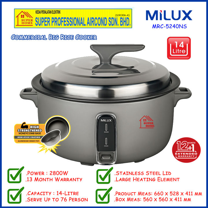 Milux MRC-5240NS 14L Commercial Big Rice Cooker