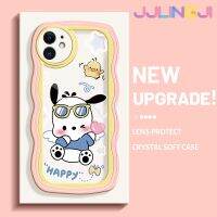 Jjlingji เคสสำหรับ iPhone 11 11 Pro 11 Pro Max เคสสุดน่ารักลาย Pochacco Colour ขอบคลื่นนุ่มกันกระแทกเคสมือถือ TPU ซิลิโคนแบบใสฝาครอบป้องกันหัวกล้องรวมทั้งหมด