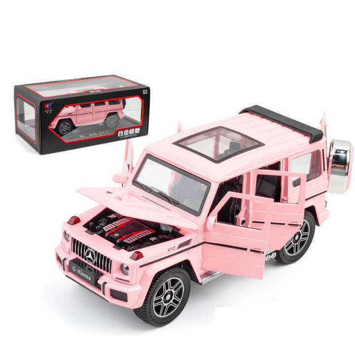 124-amg-g63-pink-alloy-car-model-simulation-off-road-vehicle-metal-model-limited-edition-6-doors-can-be-opened-childrens-gifts