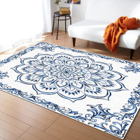 Mandala Pattern Retro Blue Car Modern Rug for Living Room Outdoor Rectangle Car Home Decoration Hallway Mat