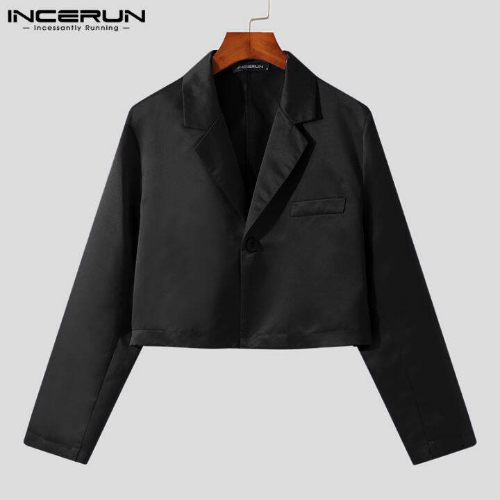 incerun-เสื้อเบลเซอร์แขนยาวสำหรับผู้ชาย-เสื้อแจ็กเก็ตเสื้อตัวสั้นเสื้อคลุมพาร์กาเสื้อโค้ทเสื้อเบลเซอร์สำหรับใส่ไปงานปาร์ตี้ทางการสไตล์เกาหลี
