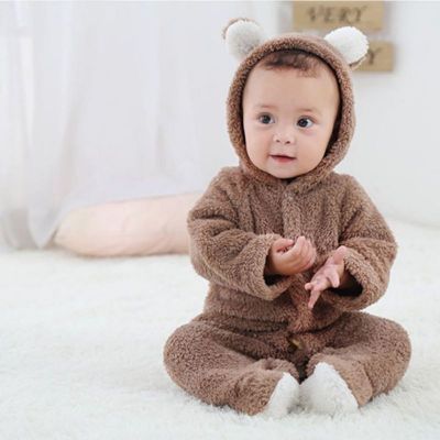MyBaby Baby Boys Girls Cotton Romper Long Sleeve Hooded Infant Jumpsuit Warm Bodysuit Baju Baby