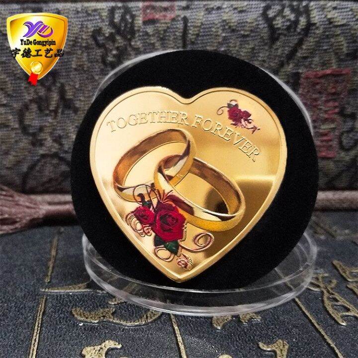 wedding-collectible-coin-gold-couple-love-ring-commemorative-coin-gold-plated-coin-heart-shaped