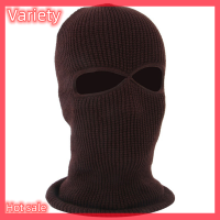 Variety ✨Hot Sale✨ ฤดูหนาวถักหมวกอบอุ่นนุ่ม2หลุมเต็มใบหน้าหมวกสกี COVER HOOD Army tactical