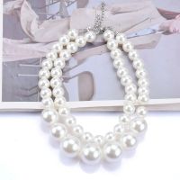 2023 New ZA Fashion Double Imitation Pearl Beaded Large Collar Choker Necklace Women Handmade DIY Statement Necklace Jewelry