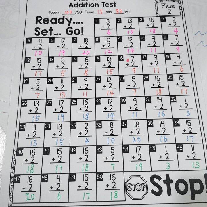 Addition and Subtraction Timed Sets Arithmetic Worksheets Activities