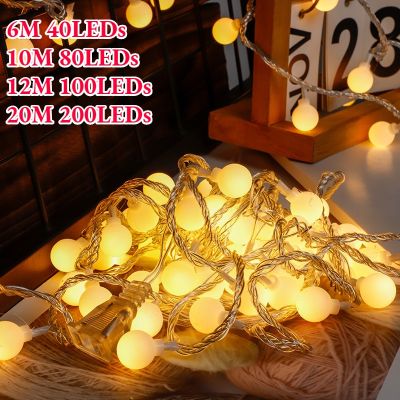 EU Plug LED Ball Garland String Lights Waterproof Outdoor Garden Lamp Christmas Holiday Wedding Party Fairy Lights Decoration