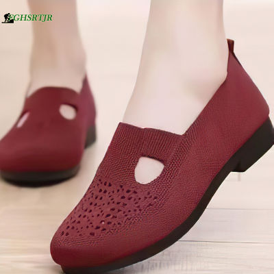 รองเท้าสลิปออนสำหรับผู้หญิง,รองเท้ารองเท้าผ้าใบลายถักระบายอากาศได้พื้นเรียบใส่สบายสำหรับกลางแจ้งในบ้านออฟฟิศ