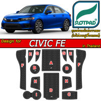 SLOTPAD ยางรองหลุม new Honda Civic FE ออกแบบเอง ตรงรุ่น รถเมืองไทย พวงมาลัยขวา แผ่นรองหลุม ซีวิค รอง วางแก้ว ยางรองแก้ว ที่รองแก้ว ของแต่ง ชุดแต่ง กันเปื้อน กันรอย กันเสียง